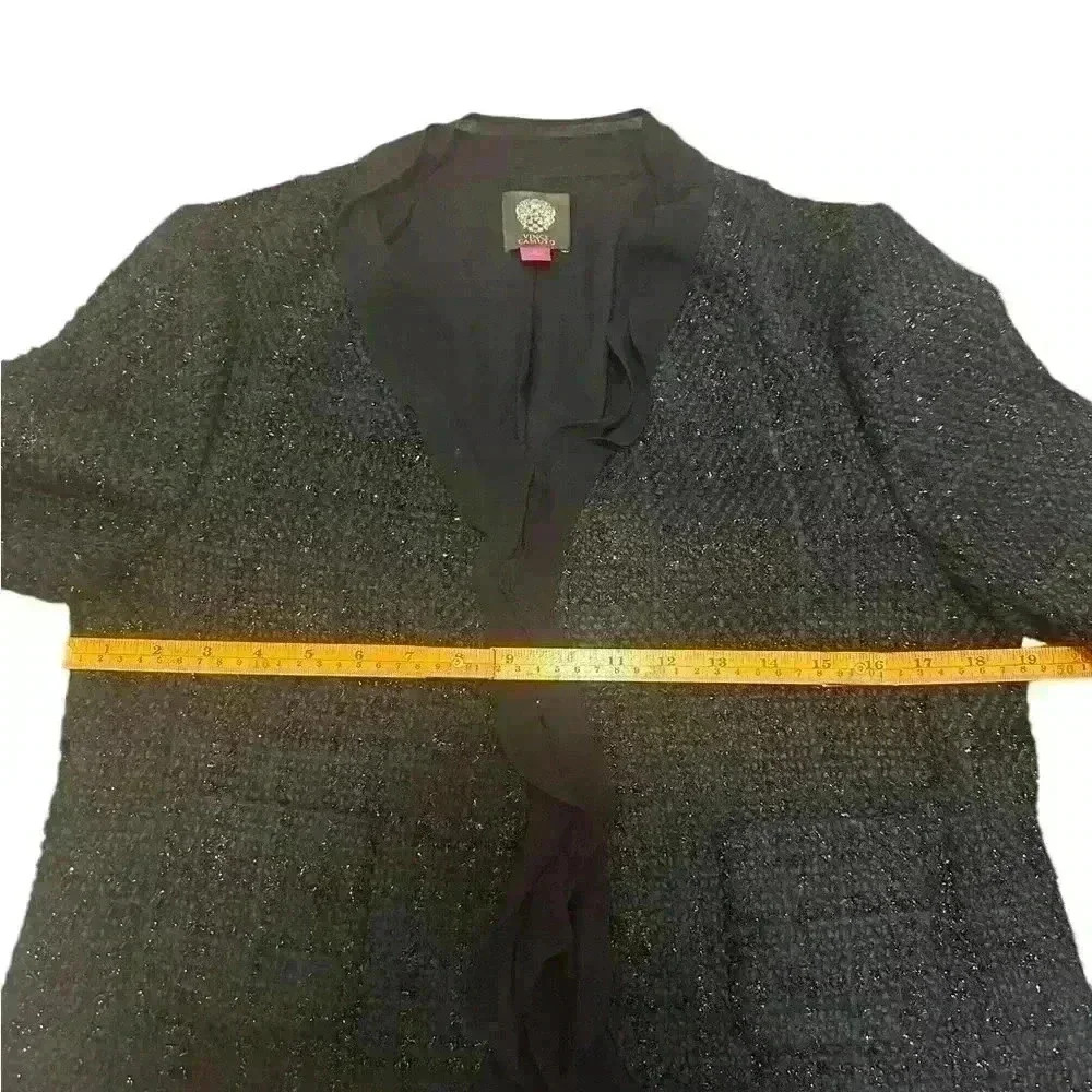 Vince Camuto Navy and Black Knit Blazer with ruffles. - Picture 3 of 5
